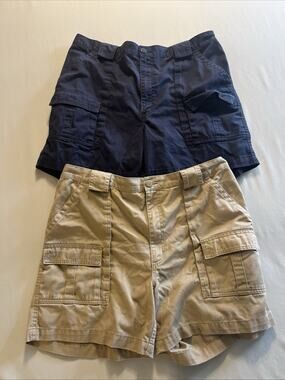 Weekenders Shorts Mens 40 Tan & Blue X2 Cargo Khaki Relaxed Fit Baggy Dad
